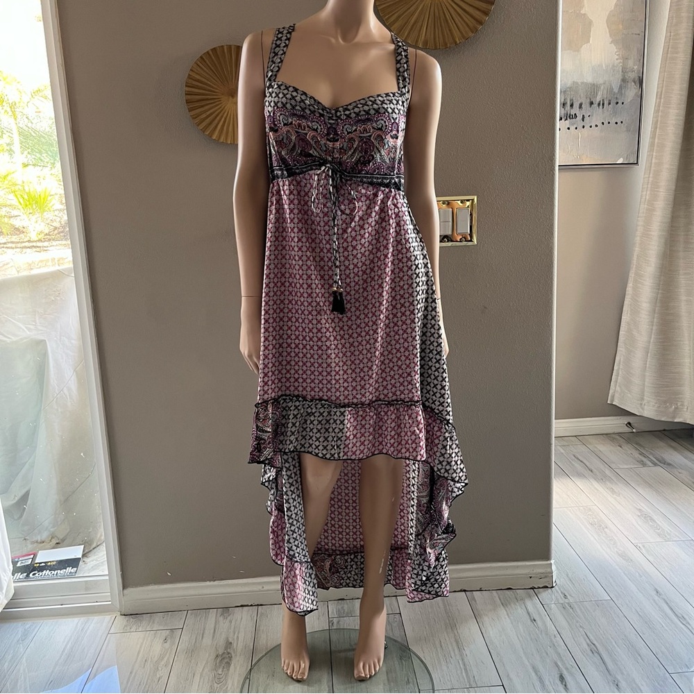 Chic High-Low Pink and Black Dress